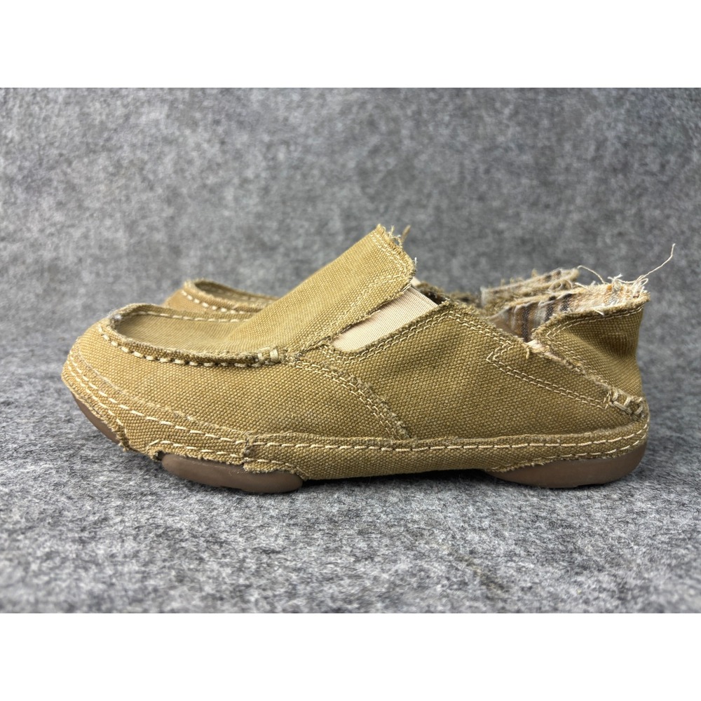 Tony Lama Canvas Slip On Loafers Womens 6.5B Tan Frayed Western RR3025L